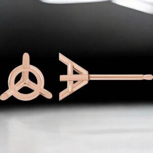 5.5 mm Three-Prong Martini Stud Earring Mountings in 14kt Rose Gold